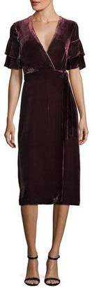 Club Monaco Tay Short-Sleeve Velvet Wrap Dress