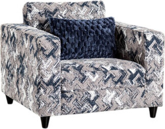 Benjara Harie Accent Club Chair 1 Throw Pillow Light Gray Chenille Pattern