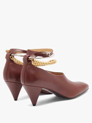 Jil Sander Anklet-chain Leather Cone-heel Pumps - Burgundy