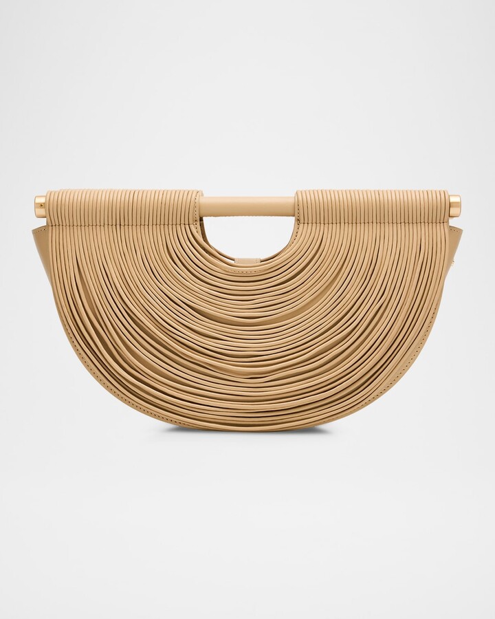 Cult Gaia Lou Draped Leather Clutch Bag