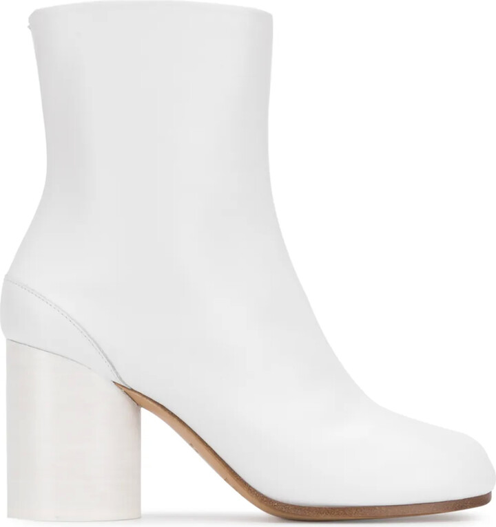 white leather boot