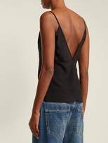 Thumbnail for your product : Raey Fitted Deep V Neck Silk Cami Top - Womens - Black