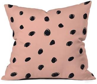 Deny Designs Pink & Black Scribbles Throw Pillow