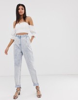 Thumbnail for your product : Asos Tall ASOS DESIGN Tall tapered boyfriend jeans with curved seam in bleach acid wash