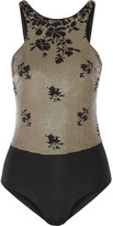 Thumbnail for your product : La Perla Ombre Floral sequined swimsuit