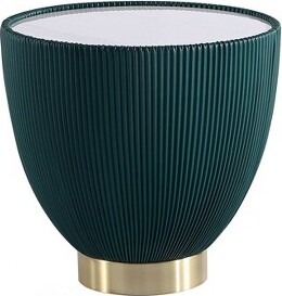 Manhattan Comfort ManhattanComfortAndersonModernLeatheretteUpholsteredEndTablewithCeramicFauxMarbleTabletopGreen