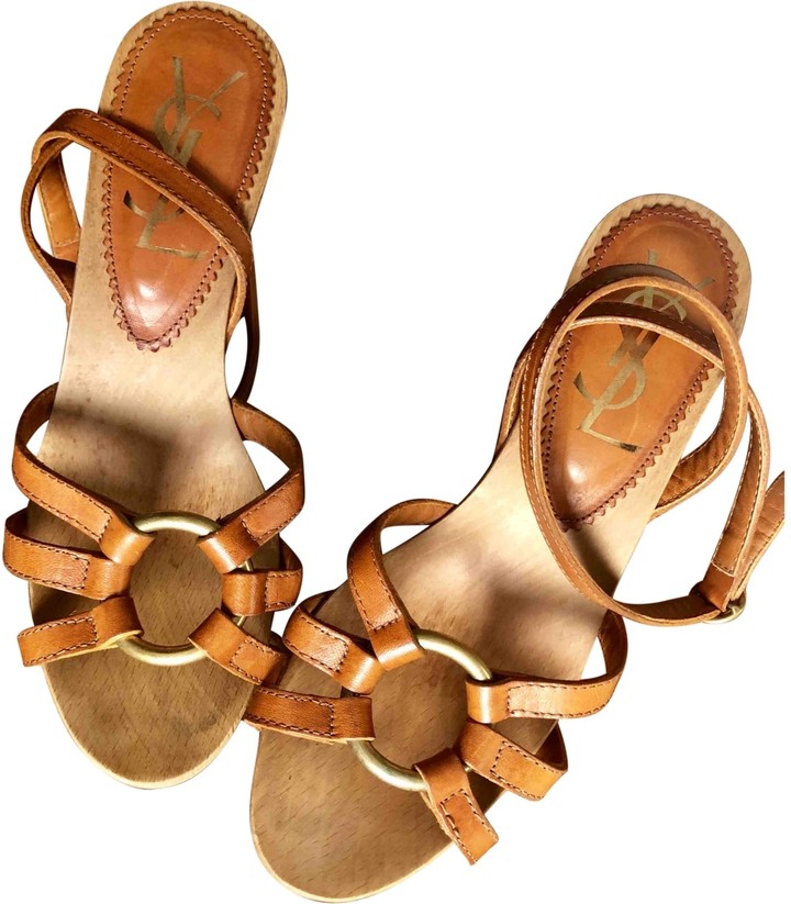 camel leather mules