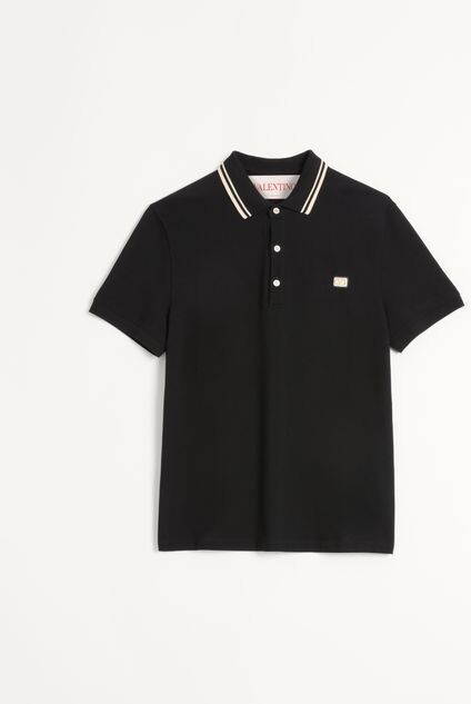 Valentino Cotton Piqué Polo Shirt With Vlogo Patch