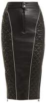 Thumbnail for your product : Marine Serre Quilted Leather Pencil Skirt - Womens - Black