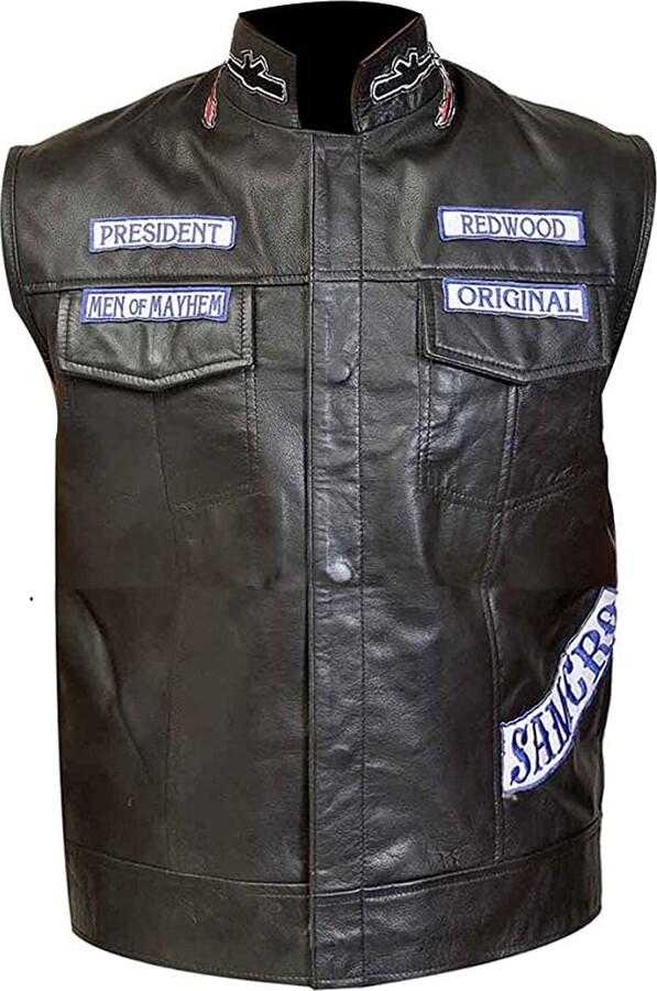 Zaldita Men's Genuine Leather Motorcycle Biker Vest Sleeveless Cow Boys Jacket Tank Top Waistcoat 