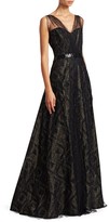 Thumbnail for your product : Rene Ruiz Collection Illusion Metallic Tulle Gown