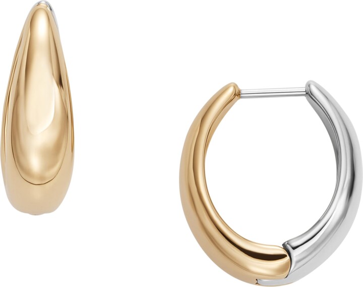 Skagen Women's Linje Modern Gold and Silver Two-Tone Stainless Steel Hoop Earrings (Model: SKJ1819998)