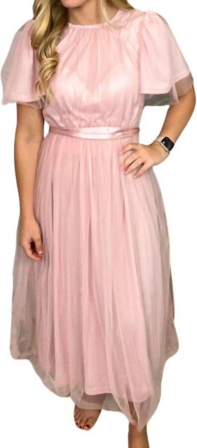 Tulle Midi Dress In Light Pink