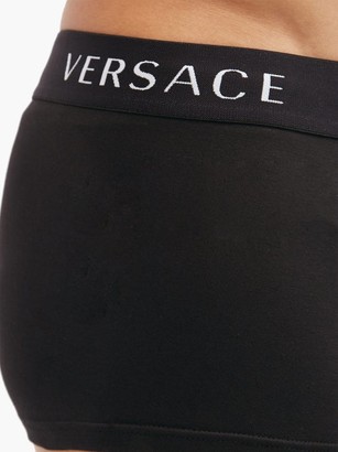 Versace Pack Of Two Logo-jacquard Cotton-blend Briefs - Multi