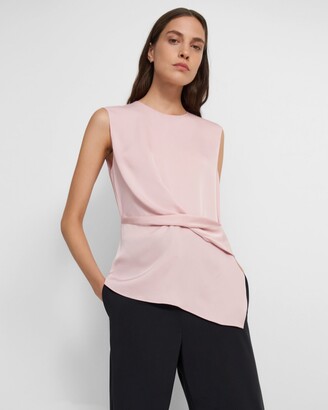 Theory Sleeveless Twist Top in Silk Georgette - ShopStyle