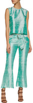 Thumbnail for your product : Marques Almeida Belted Frayed Slub Silk Flared Pants