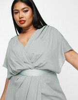 Thumbnail for your product : ASOS Curve ASOS DESIGN Curve Bridesmaid short sleeve cowl front maxi dress with button back detail