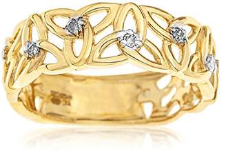 Celtic Kareco 9ct Yellow Gold Ladies 5 Point Diamond Set Linked Trinity Knot Ring Size S