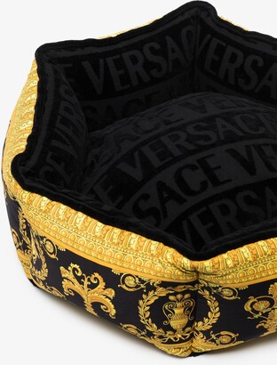 Versace Black Barocco Cotton Pet Bed