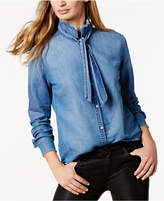 Thumbnail for your product : Joe's Jeans Tie-Neck Distressed Denim Shirt