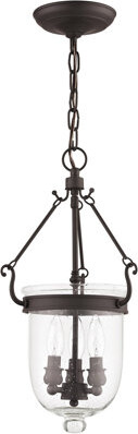 Lighting Lumens 3 Light Chain Lantern Pendant Lighting Fixture with Seeded Glass Shade