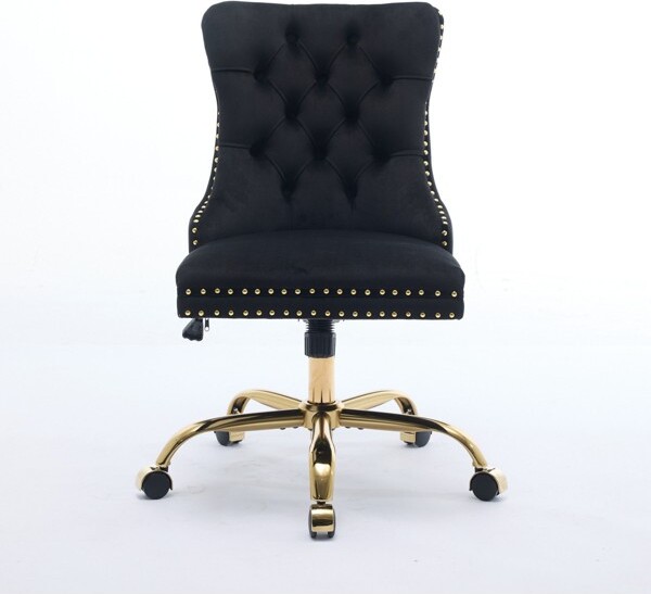 ChicFurnitTaskandOfficeChairsVelvetUpholsteredOfficeChairSwivelChairErgonomicChairforHomeOfficeBlack24.8\