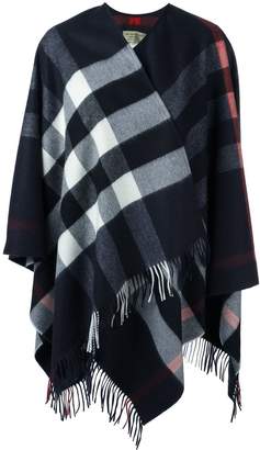 Burberry checked fringed poncho