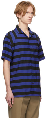 Lanvin Black and Blue Striped Bowling Shirt