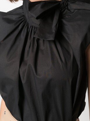 Semi-Couture Bow-Collar Sleeveless Blouse