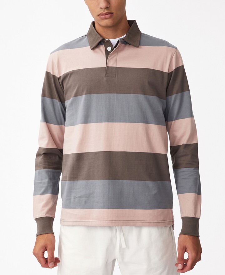 YUNY Men Cotton Outdoor Pocket Long-Sleeve Polo Top Shirt Khaki 2XL