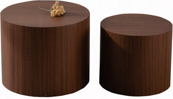George Oliver Nesting Coffee Table Set Of 2 Round Wooden Coffee Tables Circle Modern Table For Small Space Living Room Bedroom Accent End Side Table