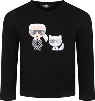 Karl Lagerfeld Paris Black T-shirt For Kids With