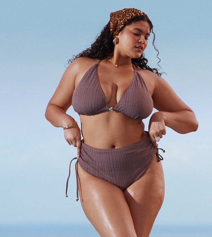 Womens Swimsuits Asos Curve Bikini Asos Curve One Shoulder Flutter