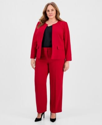 Kasper Plus Size Stretch Crepe Blazer Pants