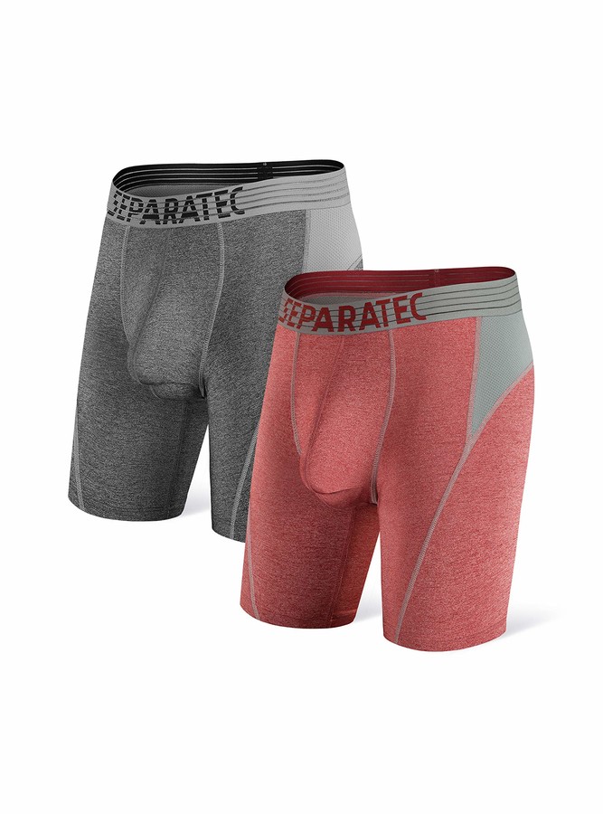 Separatec Men's Dual Pouch Underwear 8'' Inseam Color Block Sport Dry