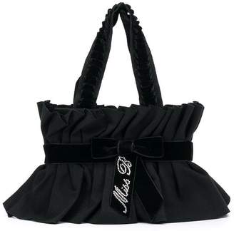 Miss Blumarine ruched logo bow shoulder bag