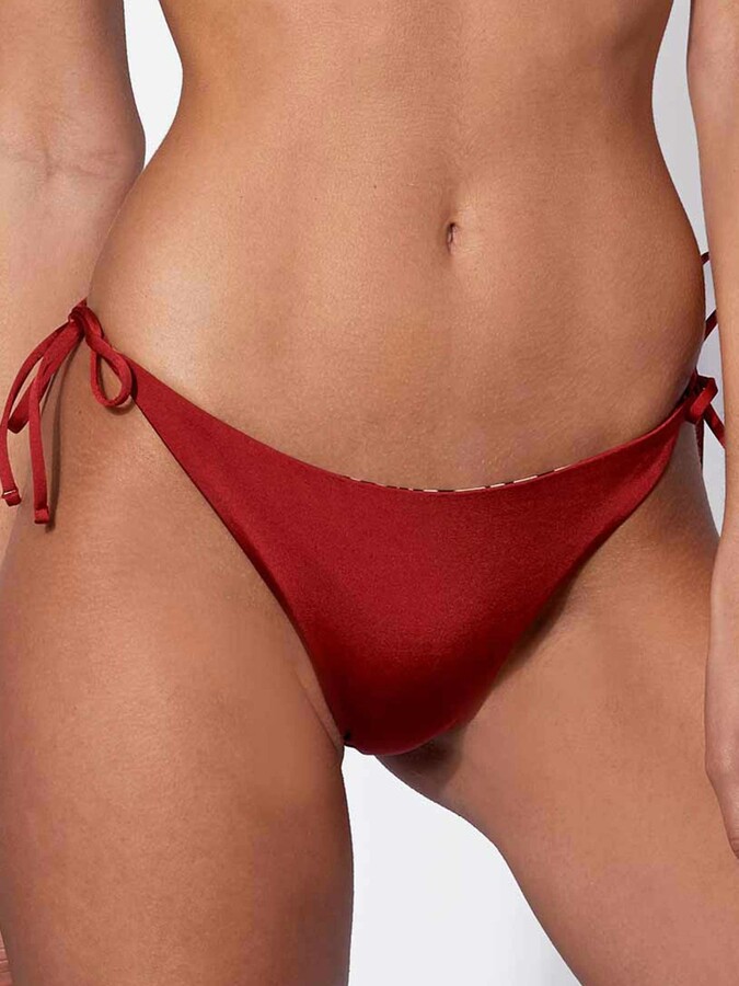 Burgundy And Animalier Swim Briefs
