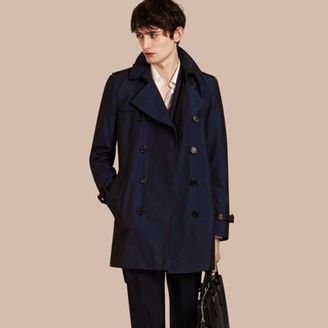 Burberry Leather Detail Cotton Gabardine Trench Coat