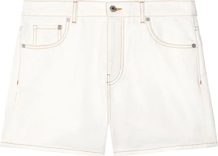 Off-White Contrast-Stitching Denim Shorts