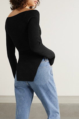 KHAITE Maddy Ribbed-knit Sweater - Black