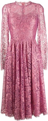 Dolce & Gabbana Floral Lace Pleated Dress