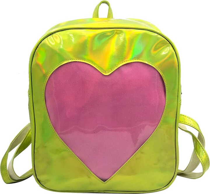 Abuyall Women Backpack DIY Cute Transparent Love Heart Shape