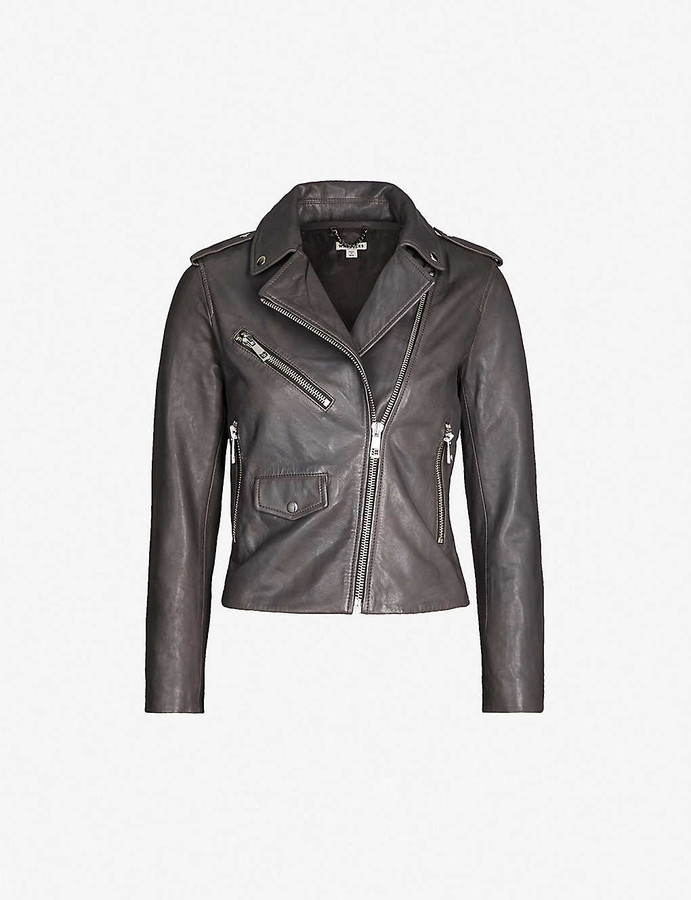 Whistles Agnes zipped leather biker jacket ShopStyle