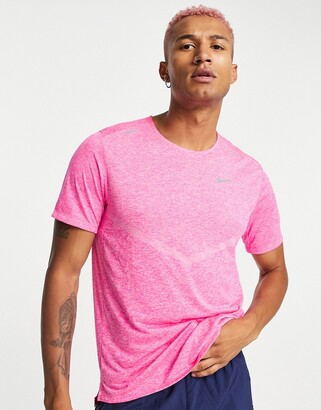 Nike Running Dri-FIT Rise t-shirt in bright pink marl - ShopStyle