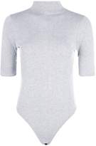 Thumbnail for your product : boohoo Ribbed Short Sleeved Turtle Basic Bodysuit