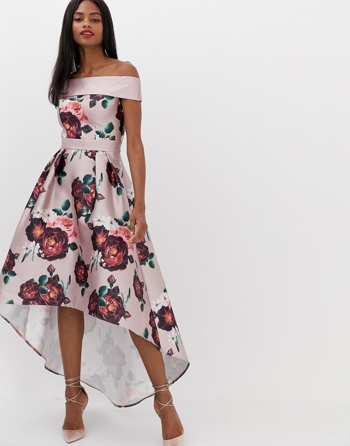 pink bandeau midi dress