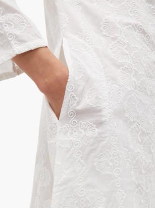 Le Sirenuse, Positano - Vanessa Front-slit Embroidered Cotton Kaftan - White