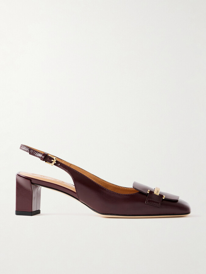 Tod's Cuoio Embellished Leather Pumps - Burgundy