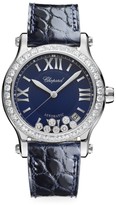 Thumbnail for your product : Chopard Happy Sport Diamond Stainless Steel & Leather Strap Watch