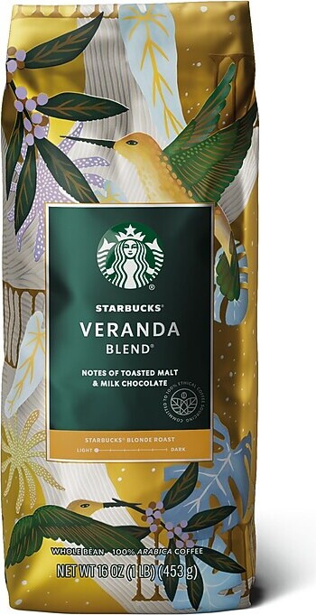 Starbucks Veranda Blend Whole Bean Coffee, Blonde Roast, 16 oz. (SBK96270)